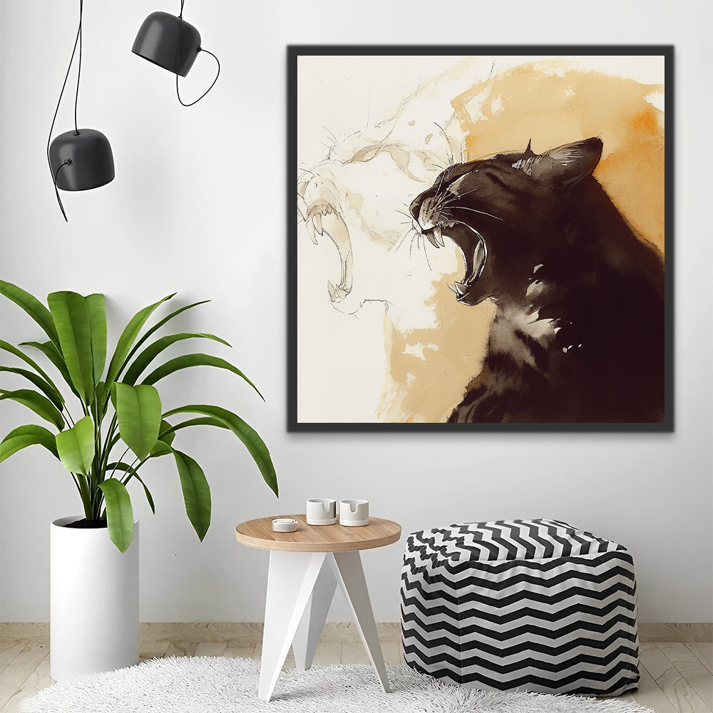 Roaring Black Cat Paint by Numbers