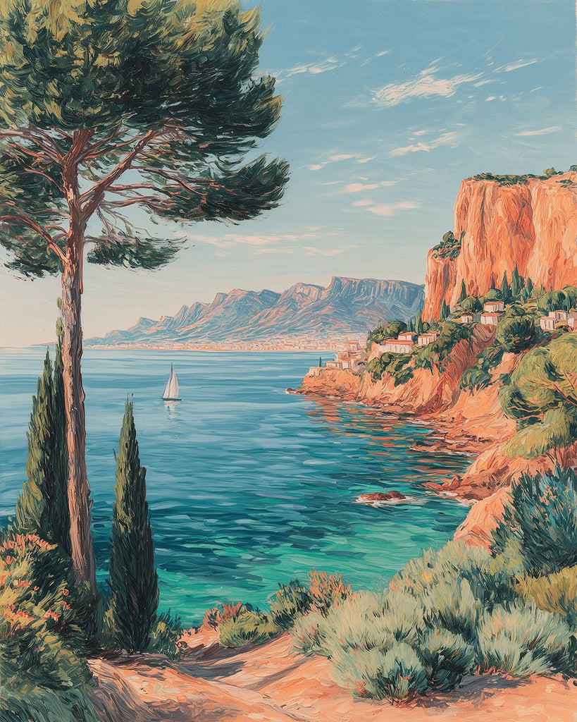 Rocks and Tree by the Bay Paint by Numbers