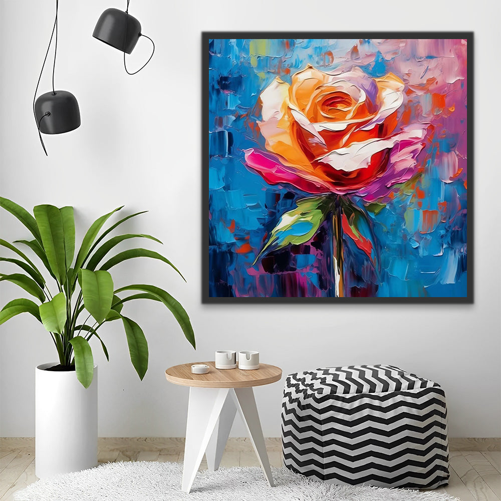 Rose in Oil Painting Style Paint by Numbers