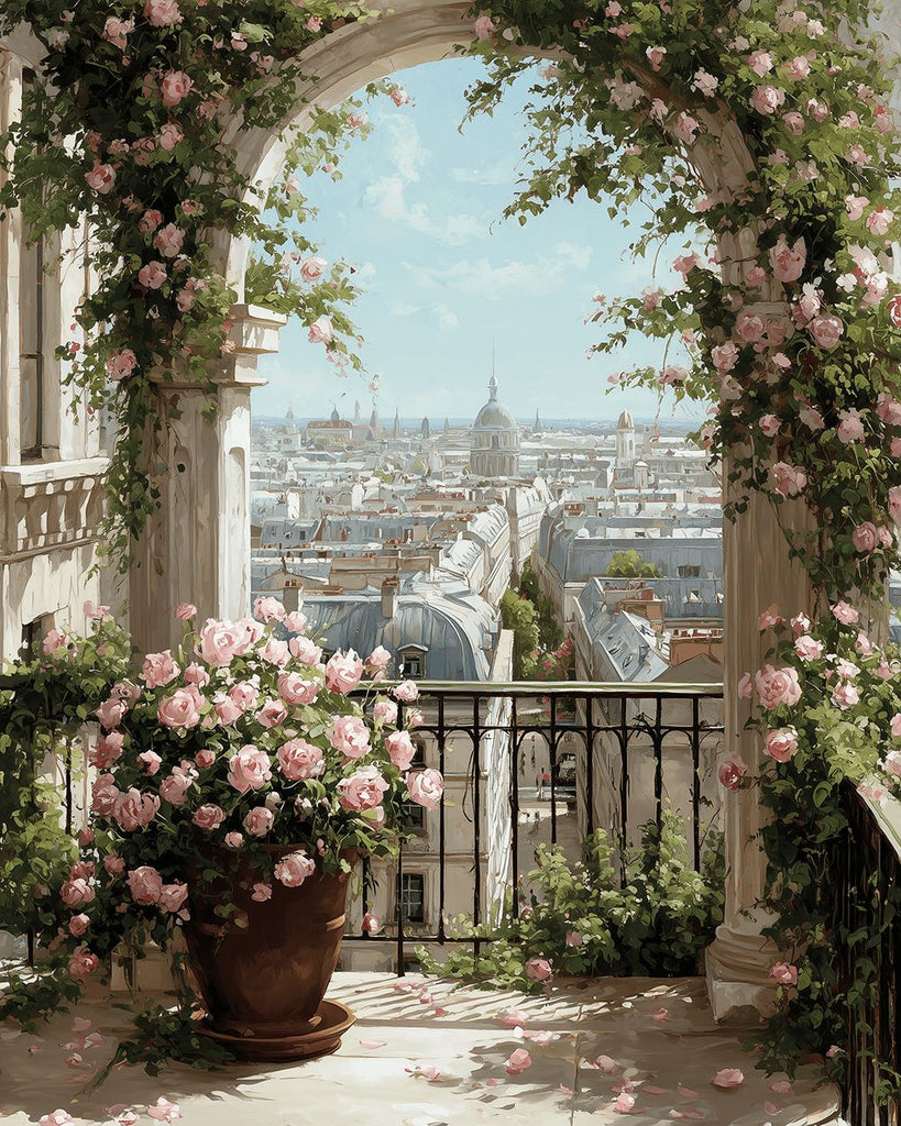 Rose-Lined Stone Corridor in the City Paint by Numbers