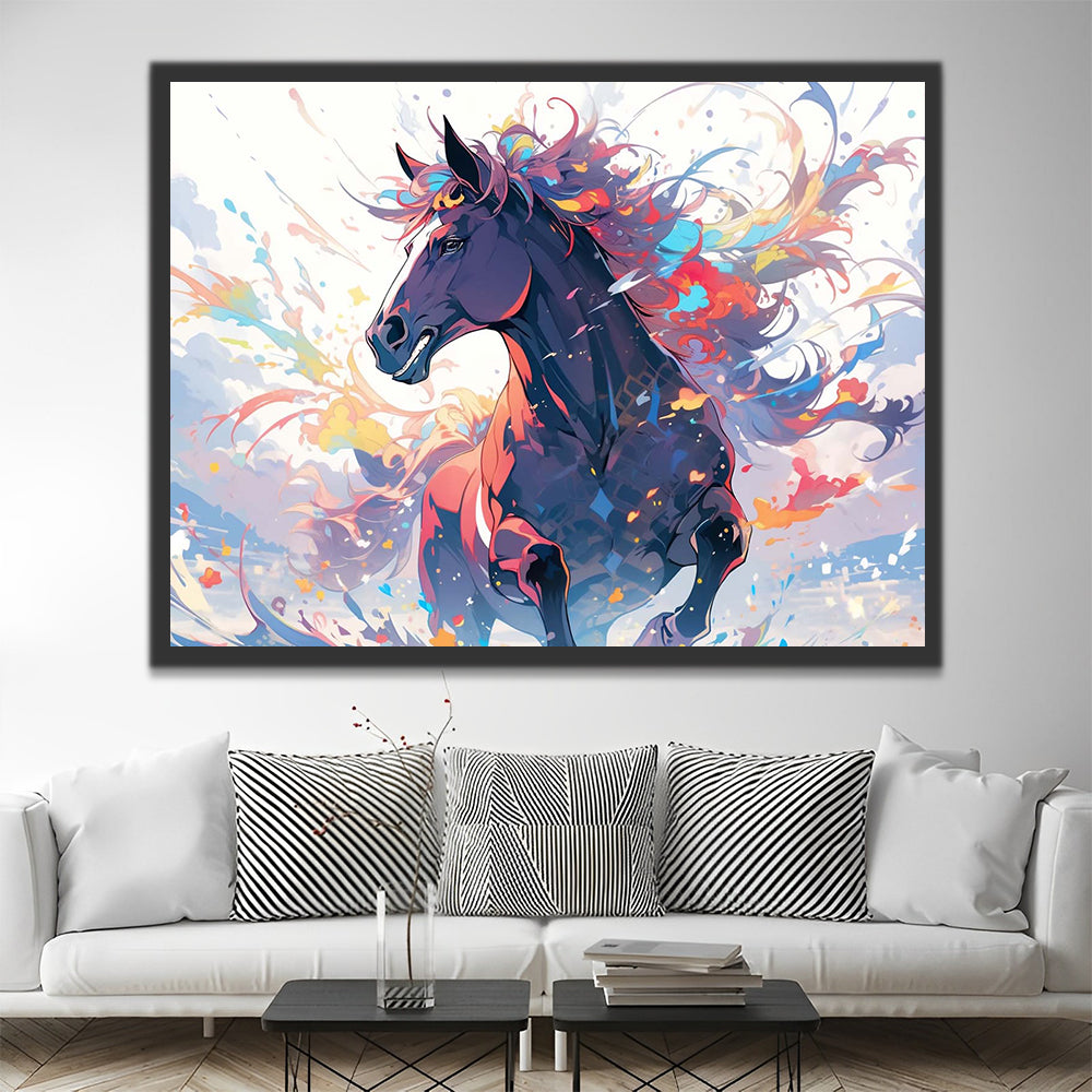 Running Watercolor Horse Paint by Numbers