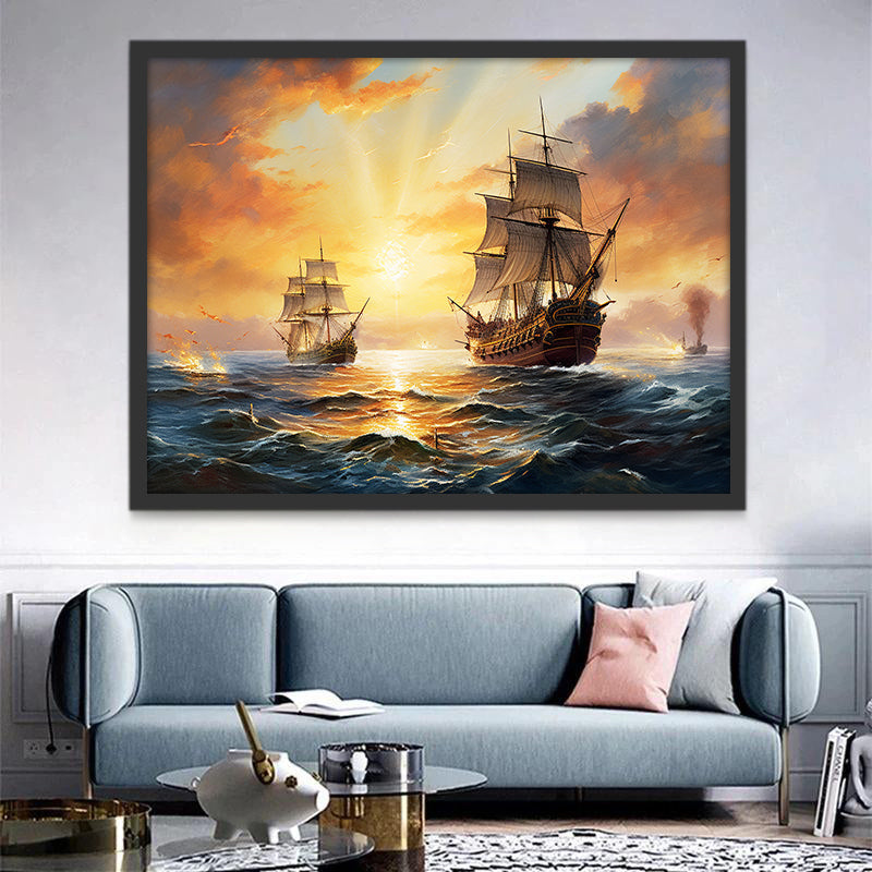 Sailing on the Sea at Sunset Paint by Numbers