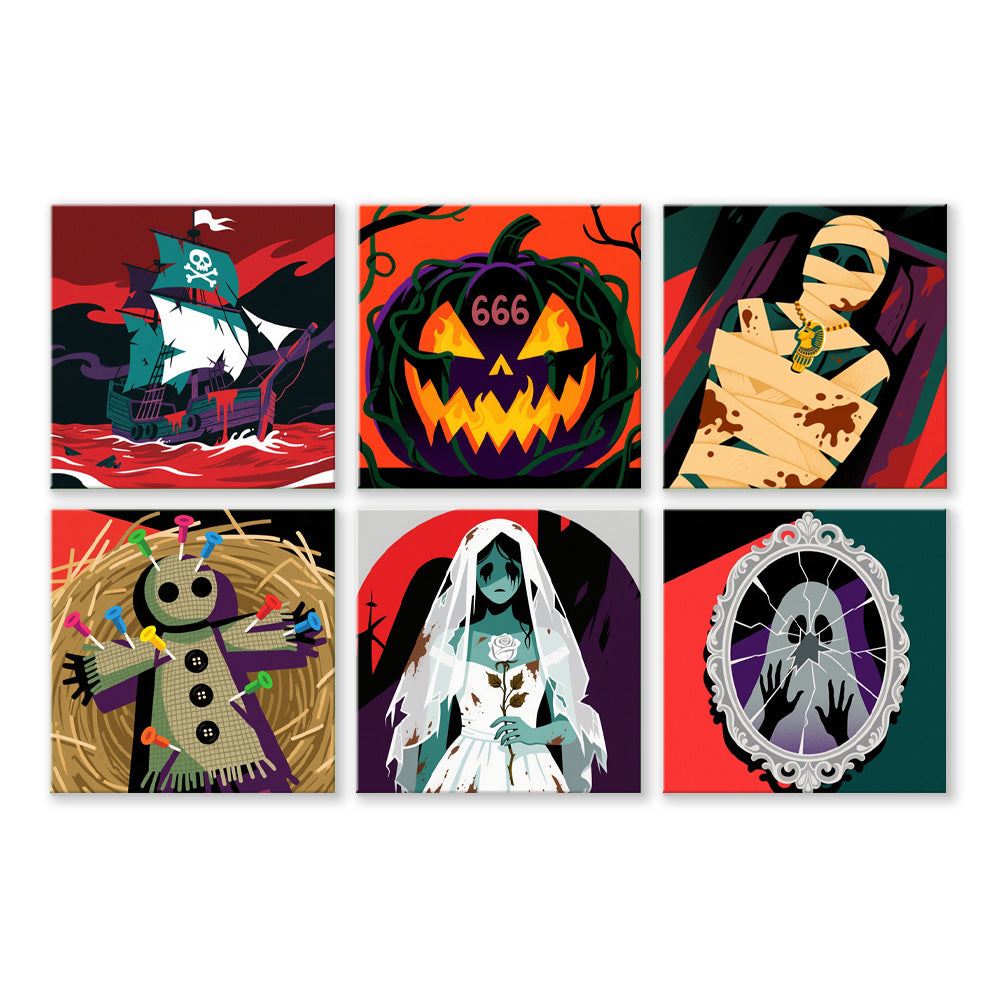 Scary Halloween 6 Pieces Mini Paint by Numbers