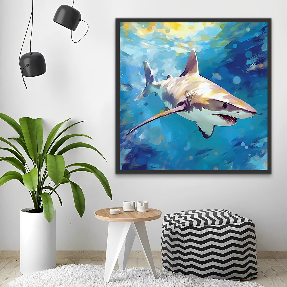 Shark in Oil Painting Style Paint by Numbers