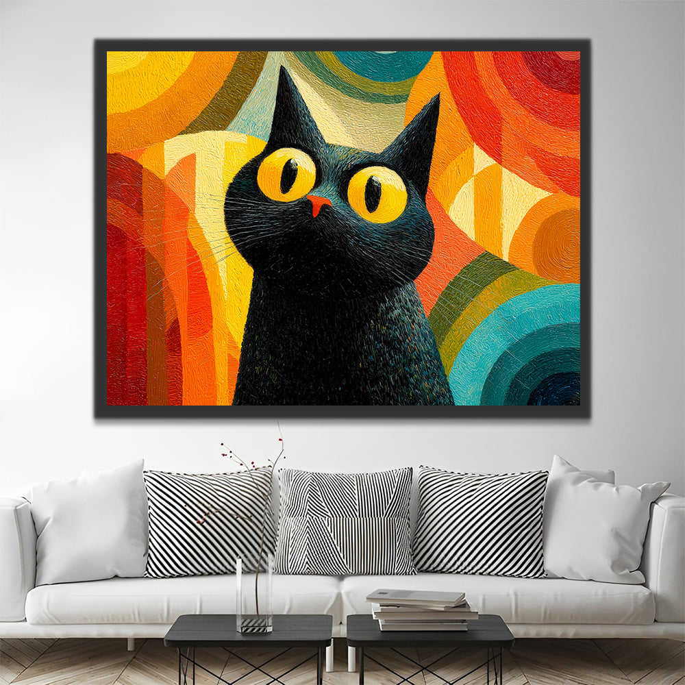 Shocked Black Cat Paint by Numbers