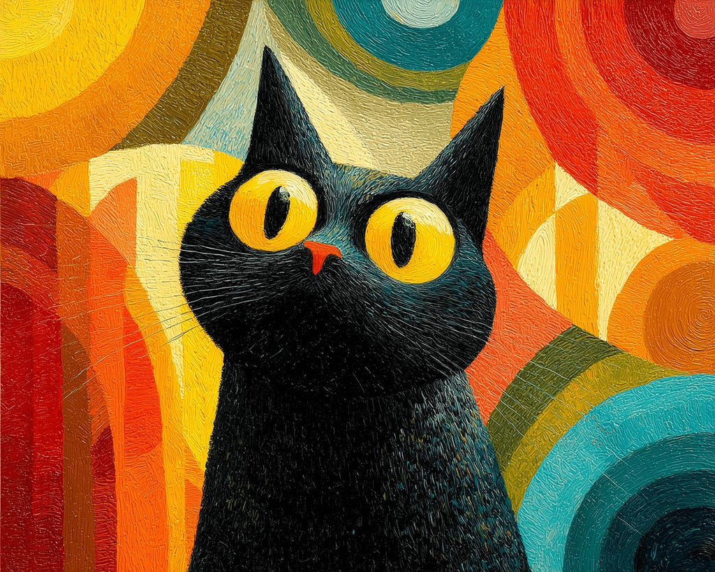 Shocked Black Cat Paint by Numbers