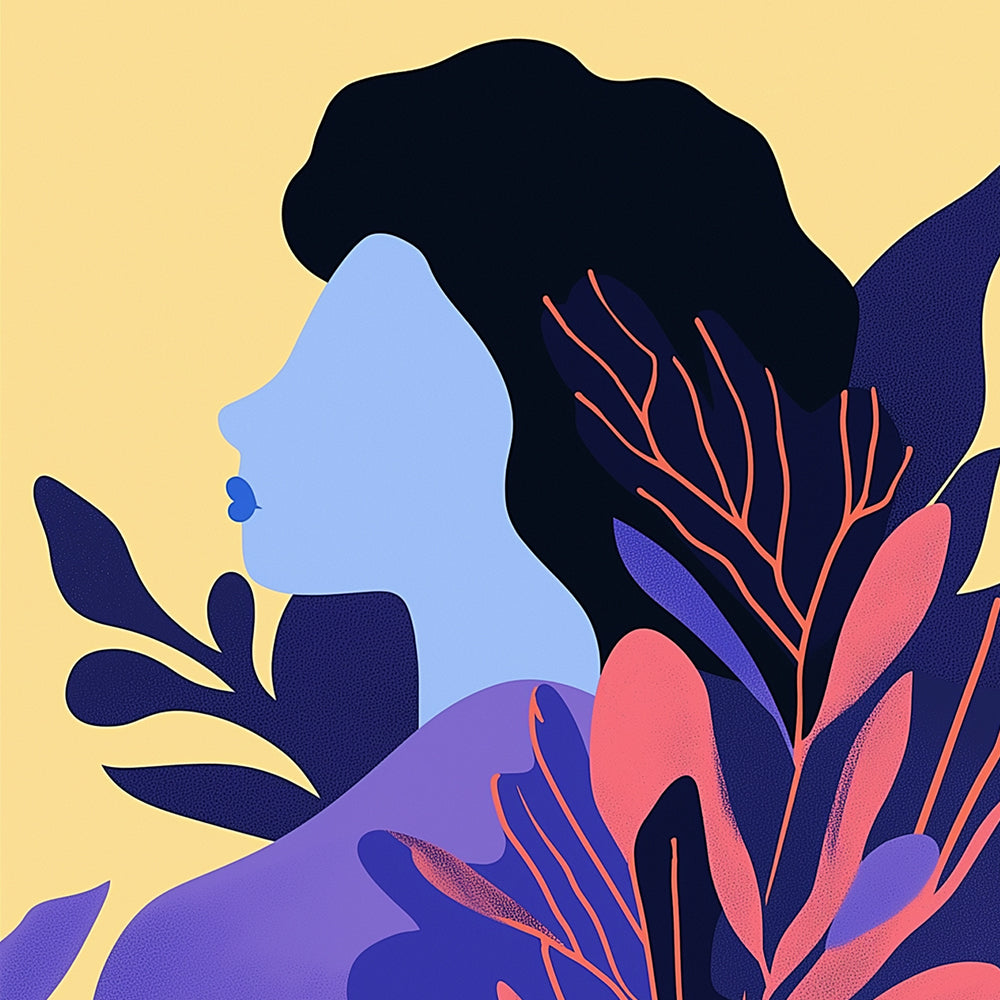 Silhouette of Woman and Plants Mini Paint by Numbers