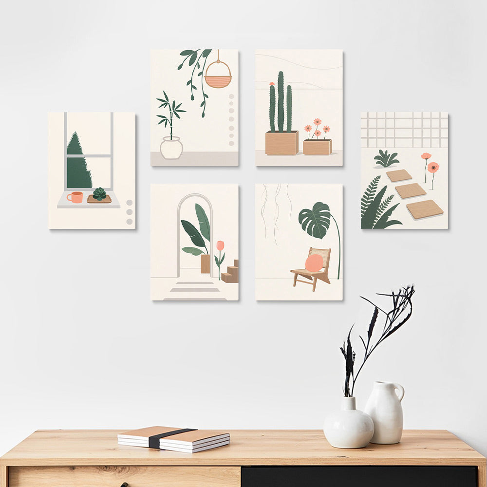 Simple and Quiet Green Plants 6 Pieces Mini Paint by Numbers