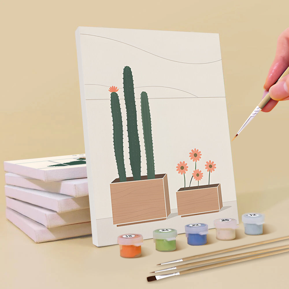 Simple and Quiet Green Plants 6 Pieces Mini Paint by Numbers
