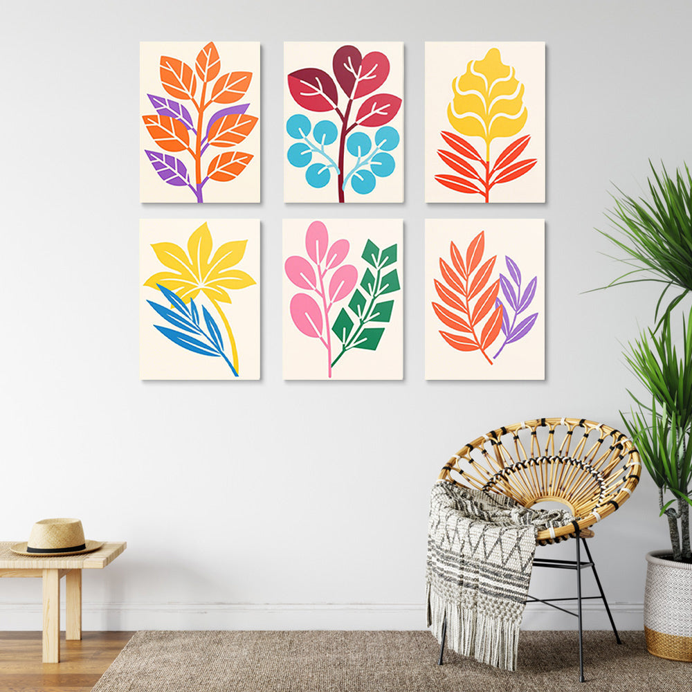 Simple Autumn Leaves 6 Pieces Mini Paint by Numbers