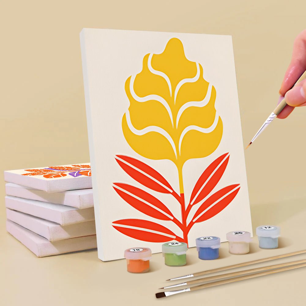 Simple Autumn Leaves 6 Pieces Mini Paint by Numbers