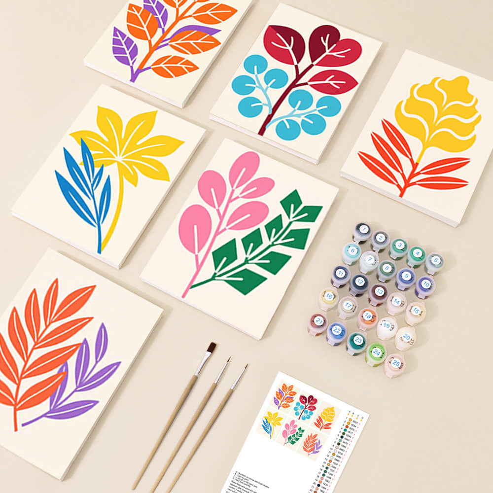 Simple Autumn Leaves 6 Pieces Mini Paint by Numbers