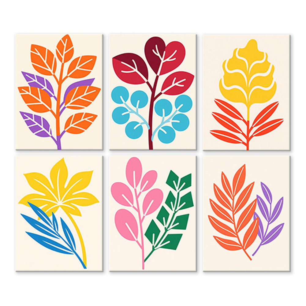 Simple Autumn Leaves 6 Pieces Mini Paint by Numbers