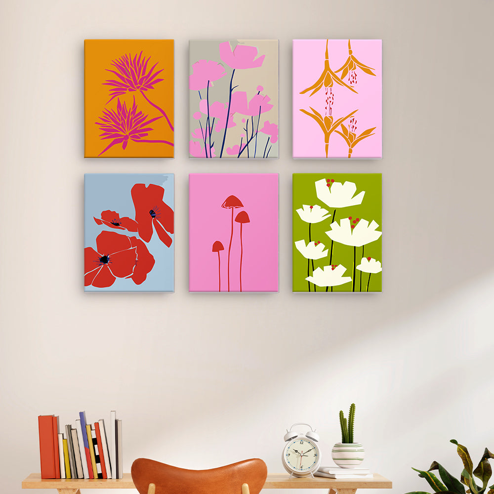 Simple Flowers 6 Pieces Mini Paint by Numbers