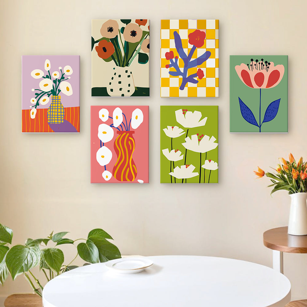 Simple Little Flowers 6 Pieces Mini Paint by Numbers
