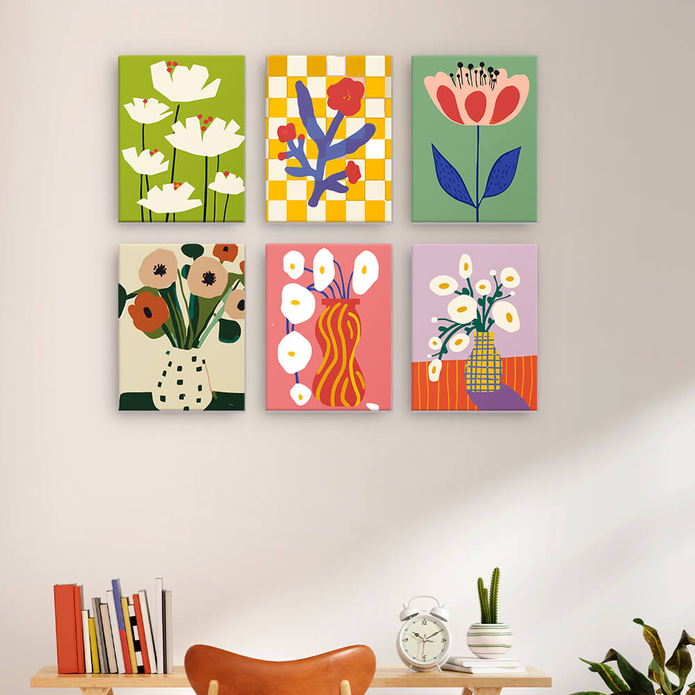 Simple Little Flowers 6 Pieces Mini Paint by Numbers