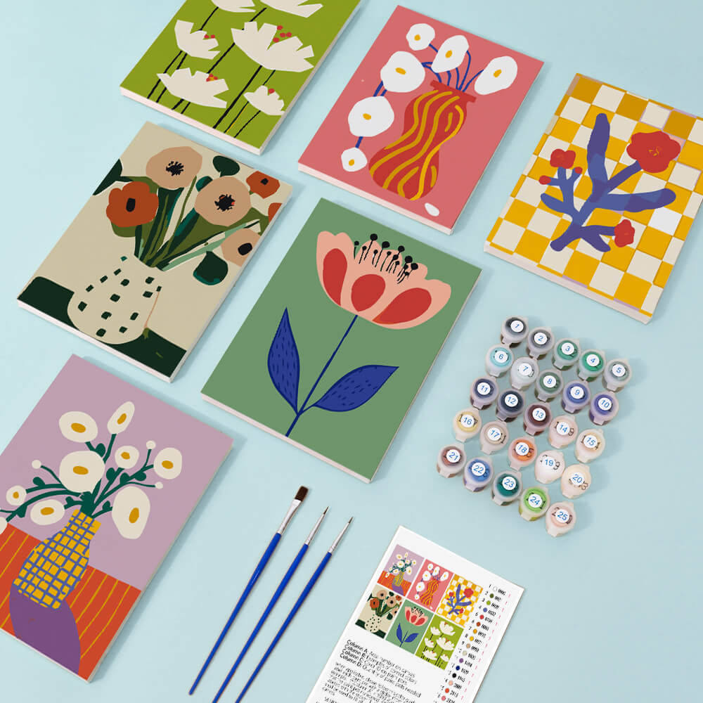 Simple Little Flowers 6 Pieces Mini Paint by Numbers