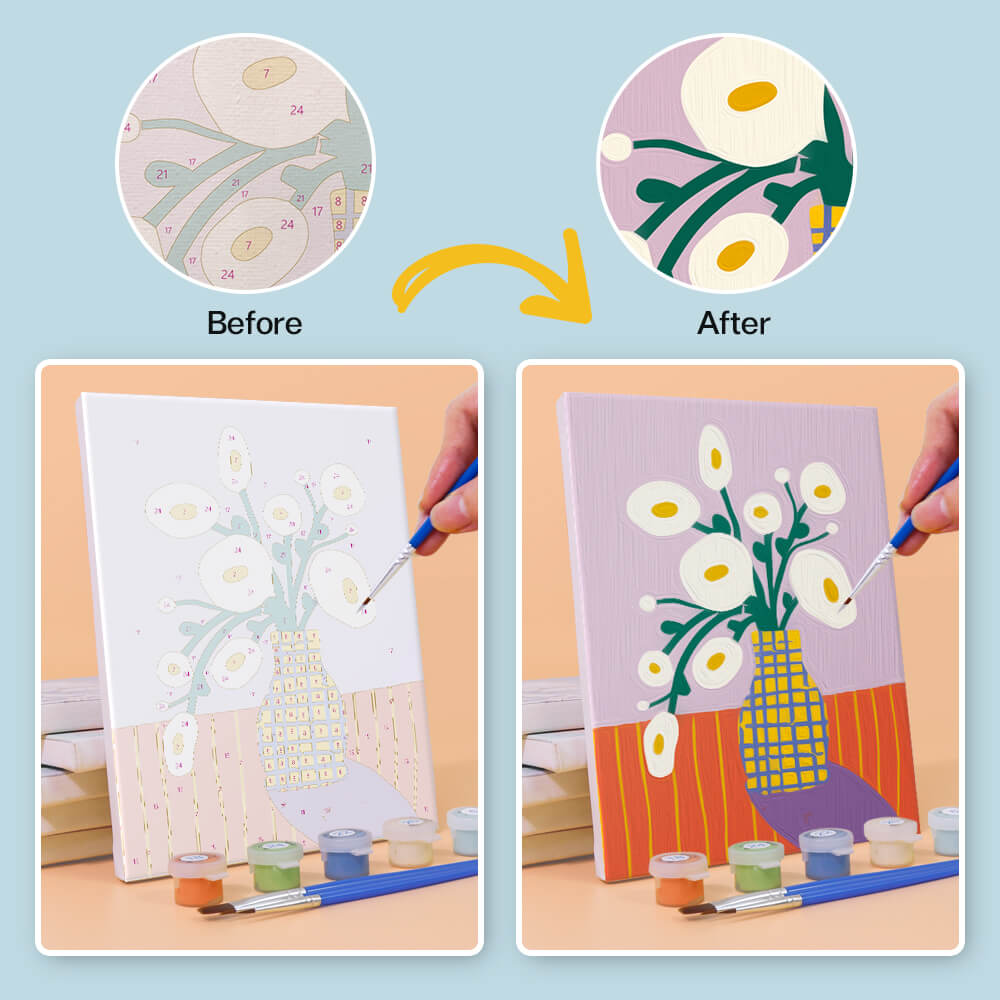 Simple Little Flowers 6 Pieces Mini Paint by Numbers