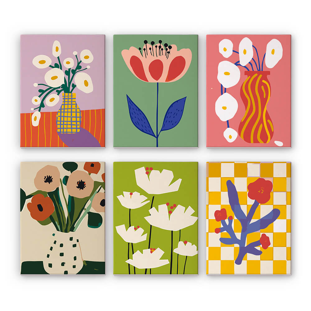 Simple Little Flowers 6 Pieces Mini Paint by Numbers
