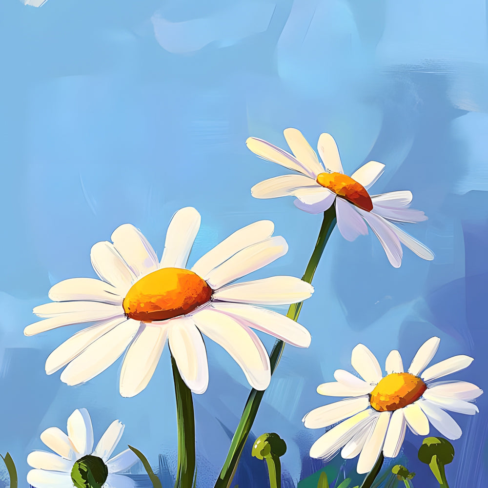 Simple White Daisy Paint by Numbers