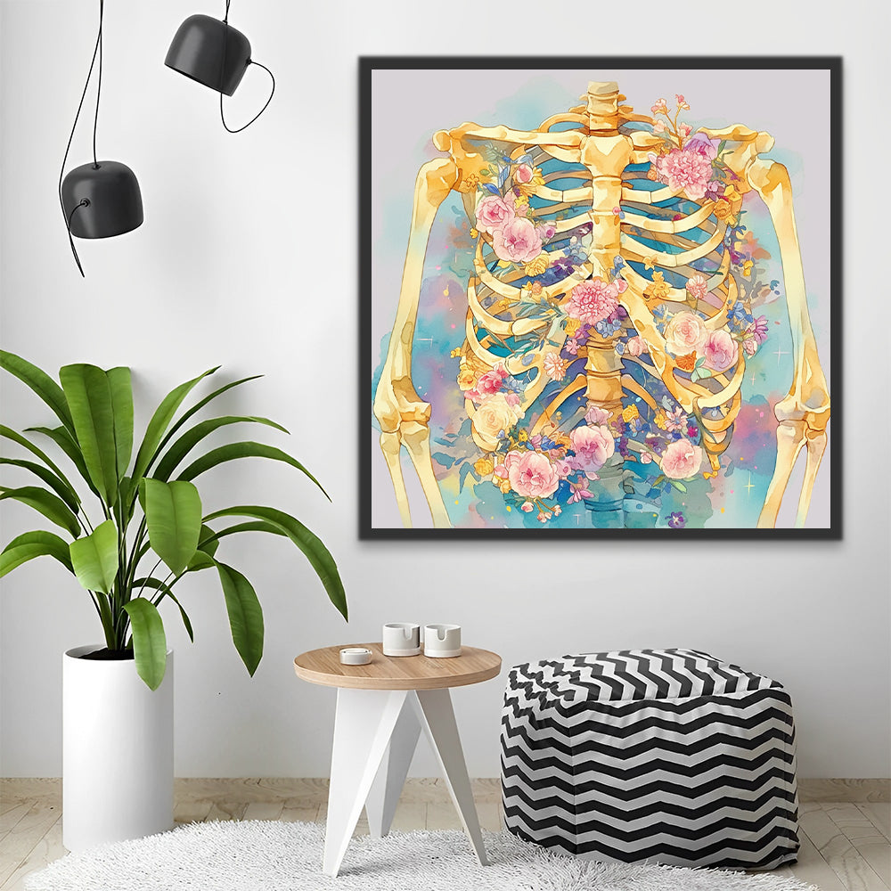 Skeleton and Flowers Paint by Numbers