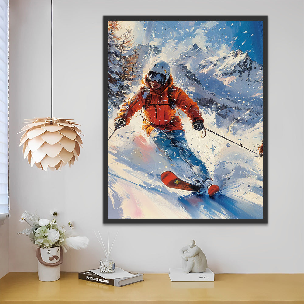 Yeesam Art Paint By Numbers: Cavallo E Bambina Nella Tempesta Di Neve - Kit Completo 40x50cm