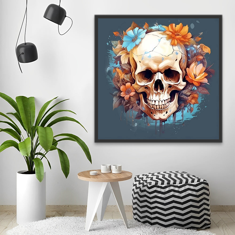 Skull with Flowers Paint by Numbers