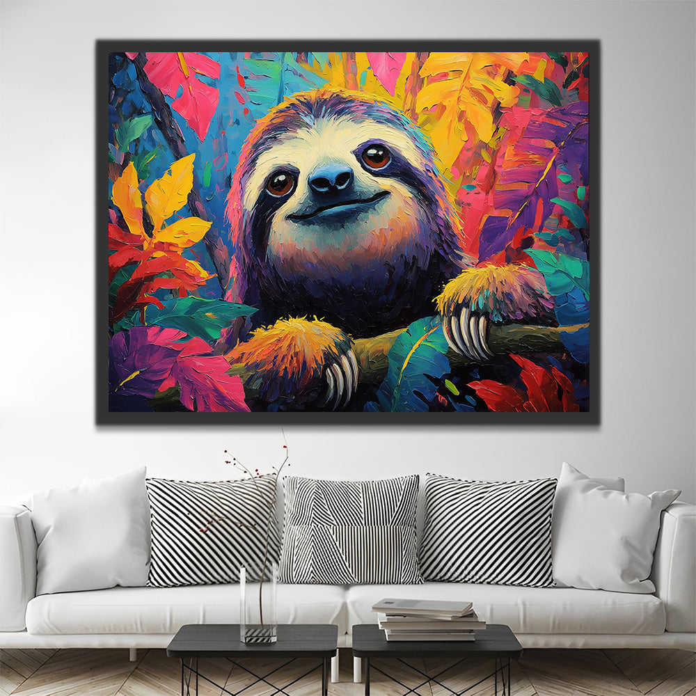 Sloth in the Colorful Jungle Paint by Numbers