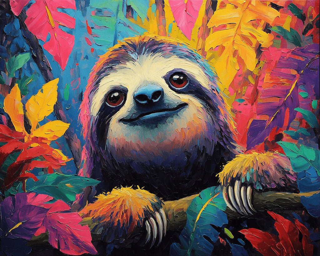 Sloth in the Colorful Jungle Paint by Numbers