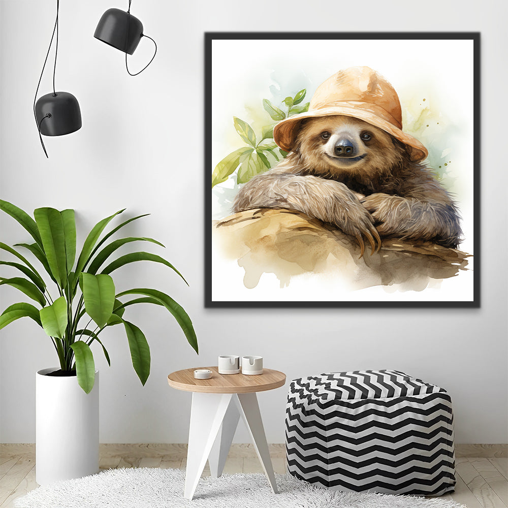 Sloth with Hat Paint by Numbers