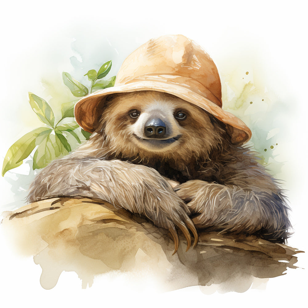 Sloth with Hat Paint by Numbers