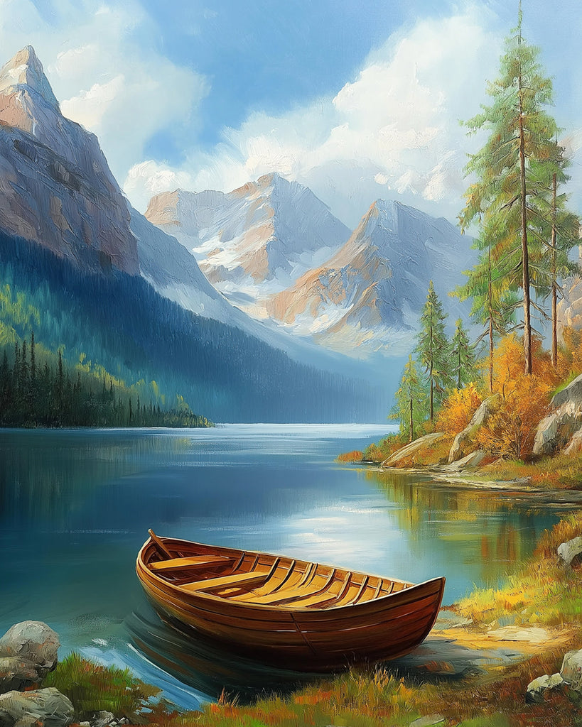 Small Boat in Mountain Canyon Paint by Numbers