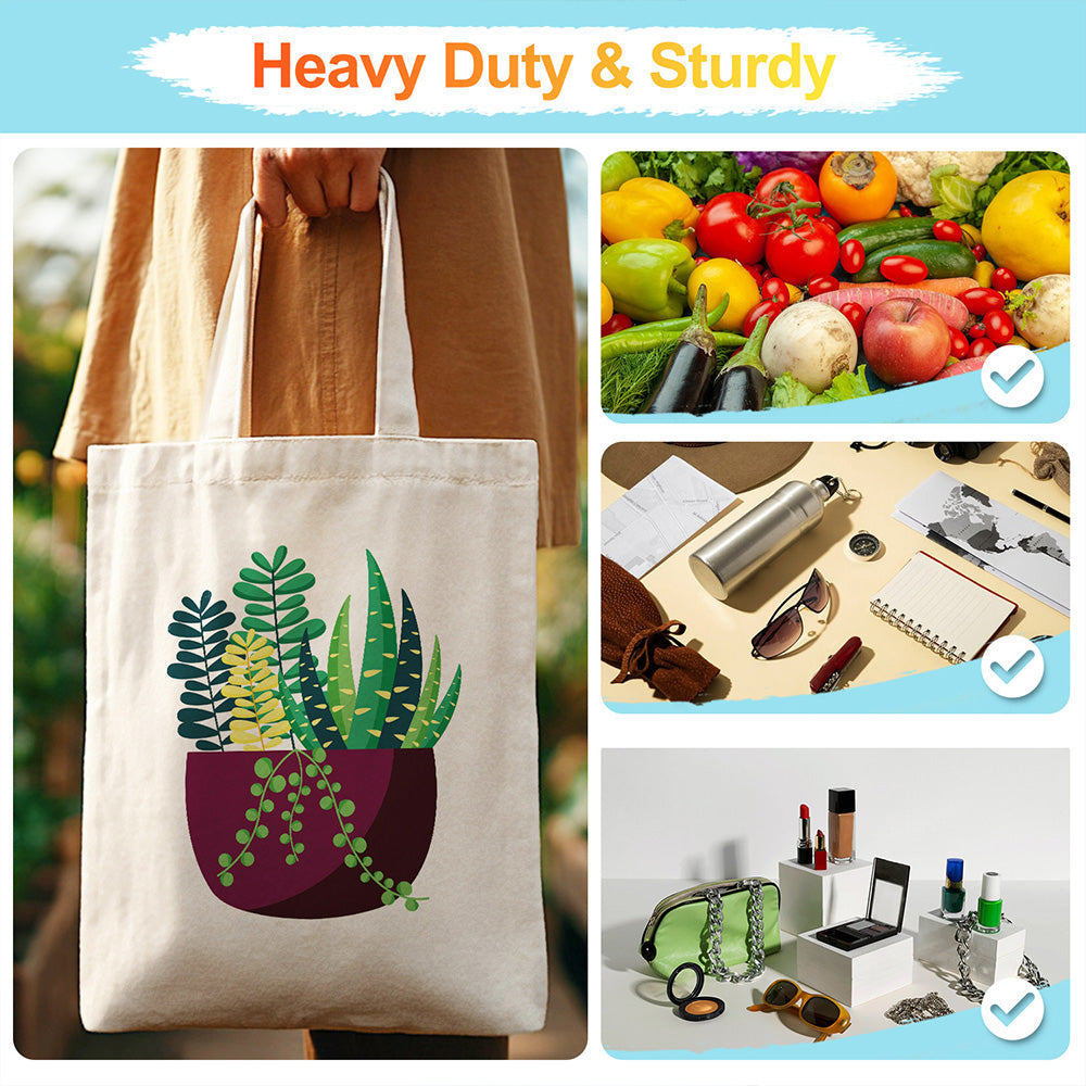 Small Green Potted Plant Canvas Tote Bag Paint by Numbers