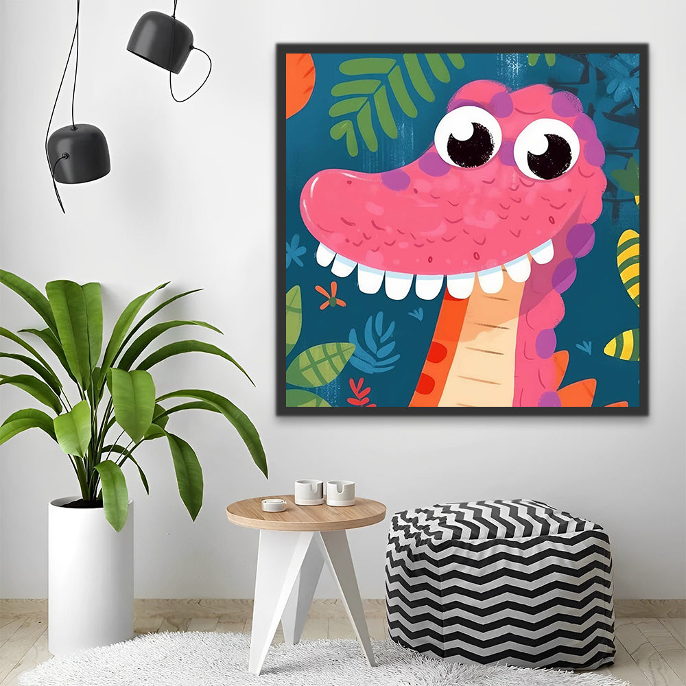 Smiling Cartoon Dinosaur Paint by Numbers for Kids