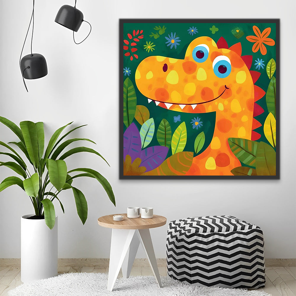 Smiling Cartoon Dinosaur Paint by Numbers for Kids