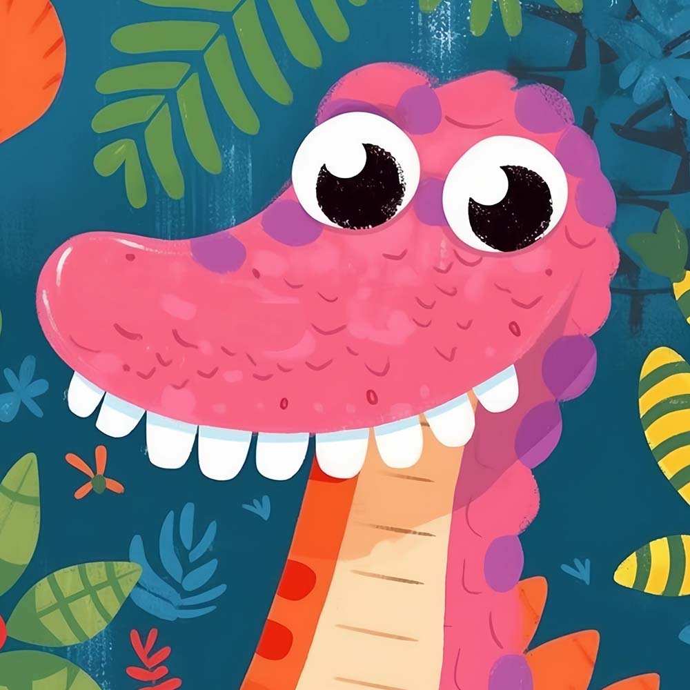 Smiling Cartoon Dinosaur Paint by Numbers for Kids