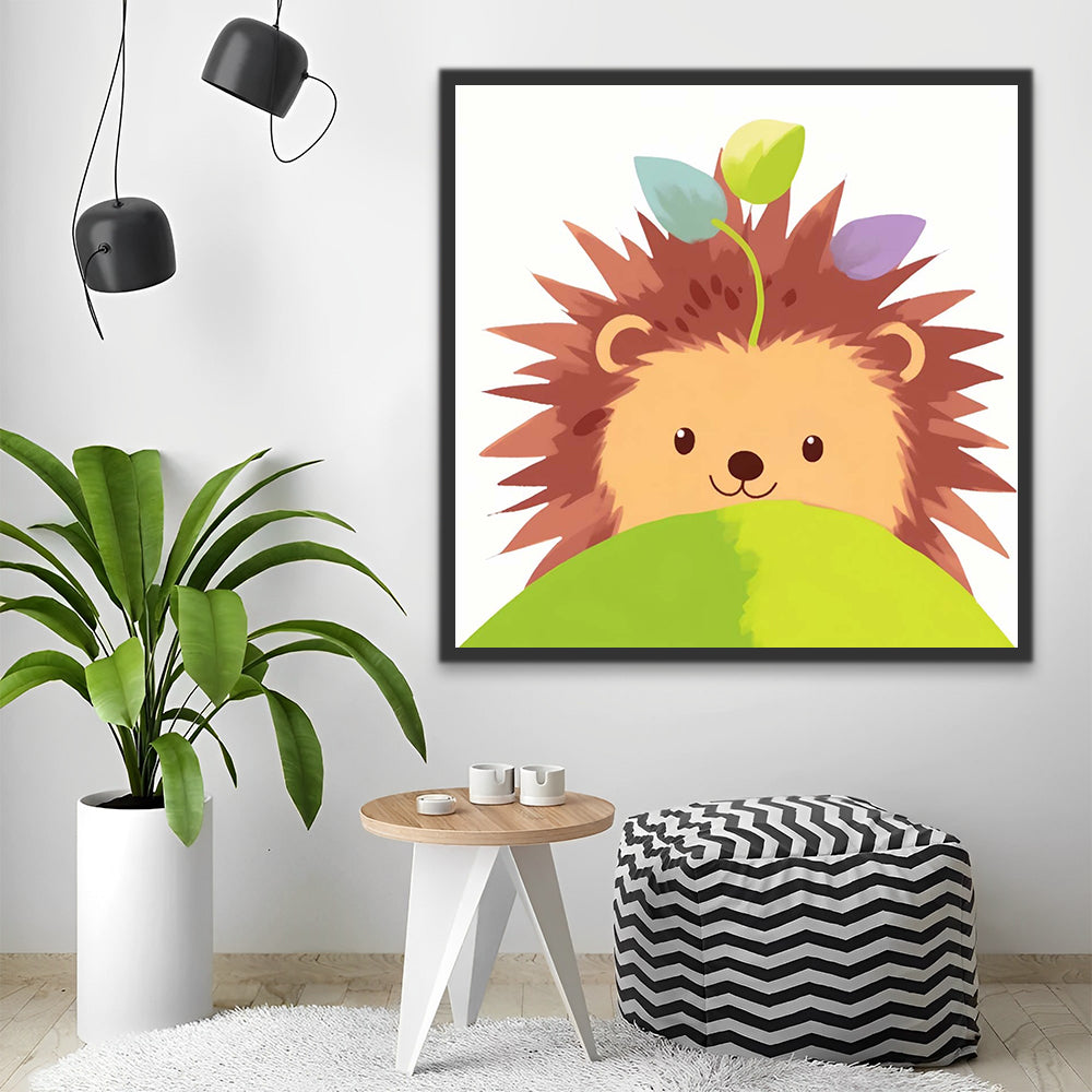 Smiling Cartoon Hedgehog Paint by Numbers for Kids