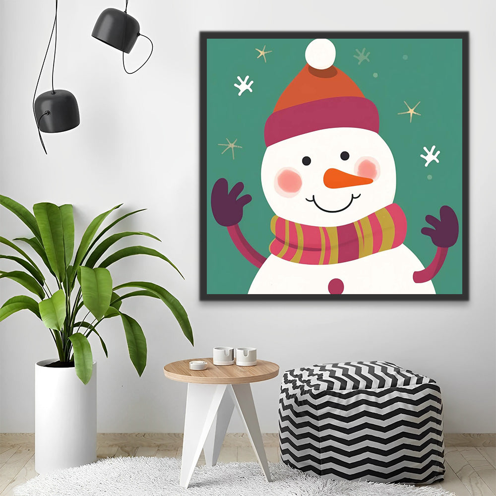 Smiling Cartoon Snowman Paint by Numbers for Kids