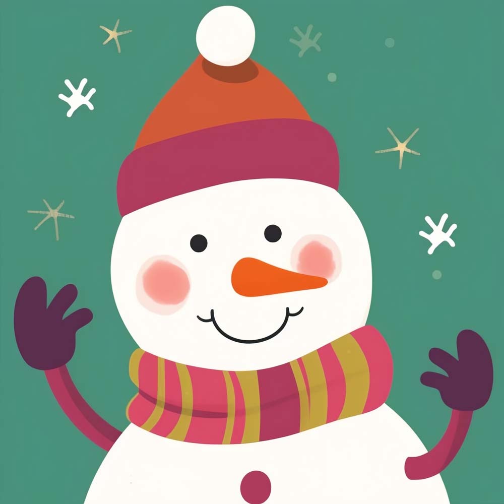 Smiling Cartoon Snowman Paint by Numbers for Kids