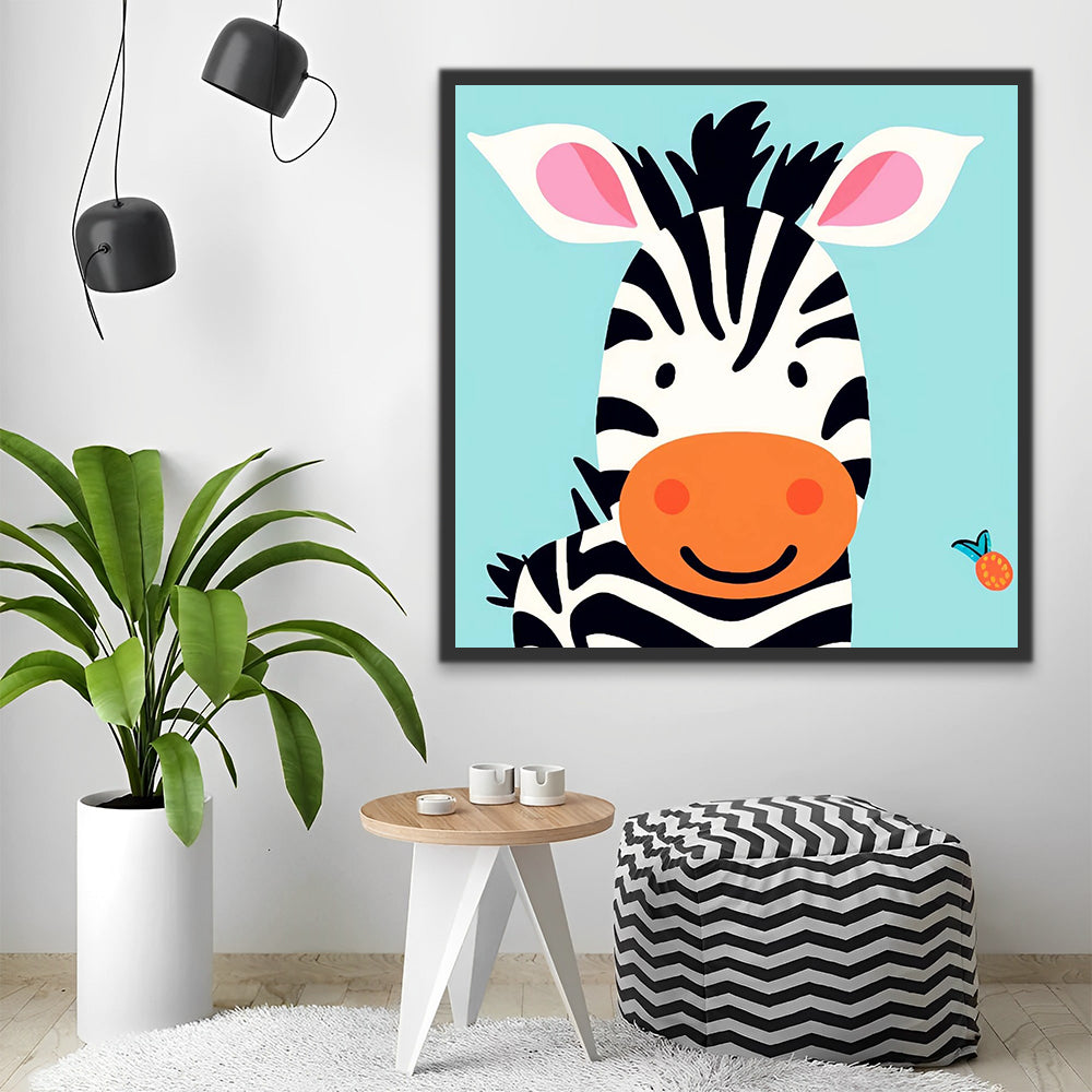 Smiling Cartoon Zebra Paint by Numbers for Kids