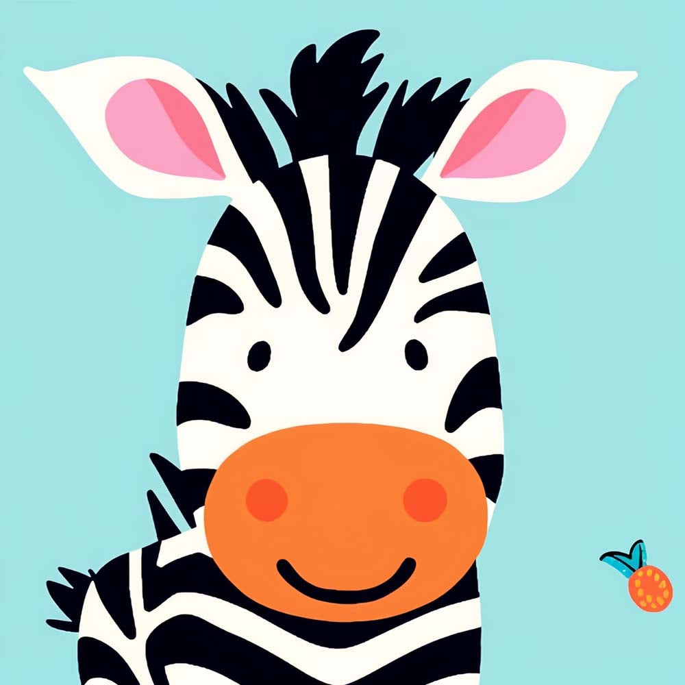 Smiling Cartoon Zebra Paint by Numbers for Kids