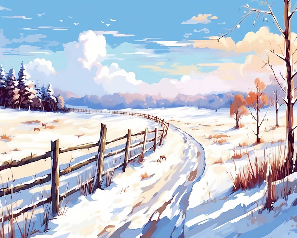 Snow and Blue Sky Paint by Numbers