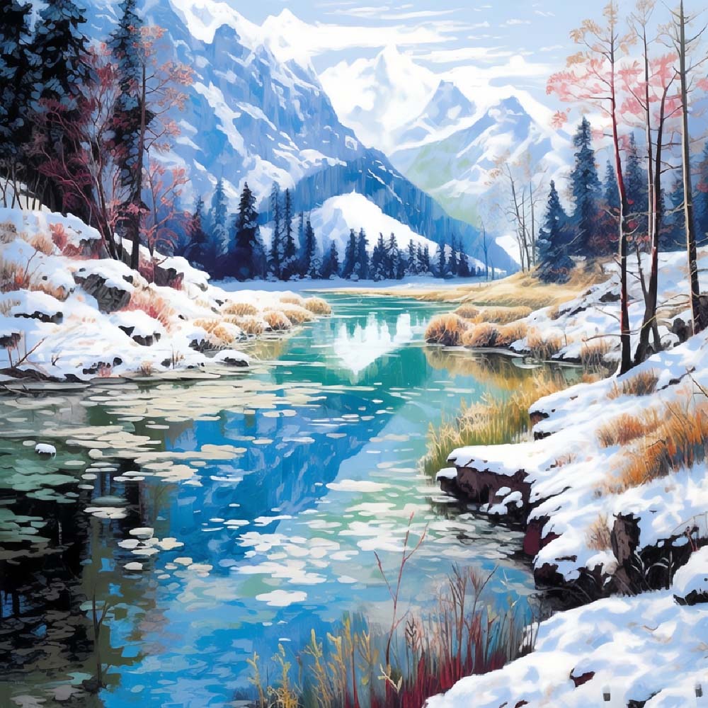 Snow Mountain Lake Paint by Numbers