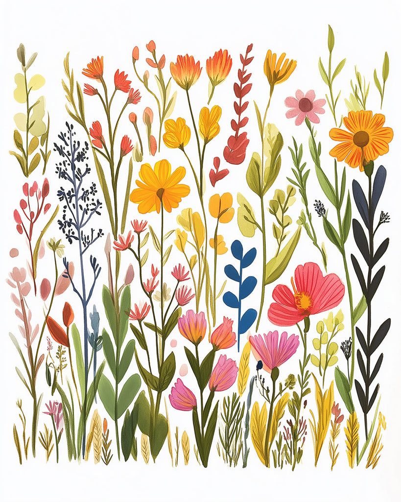 Some Cute Little Flower Branches Paint by Numbers