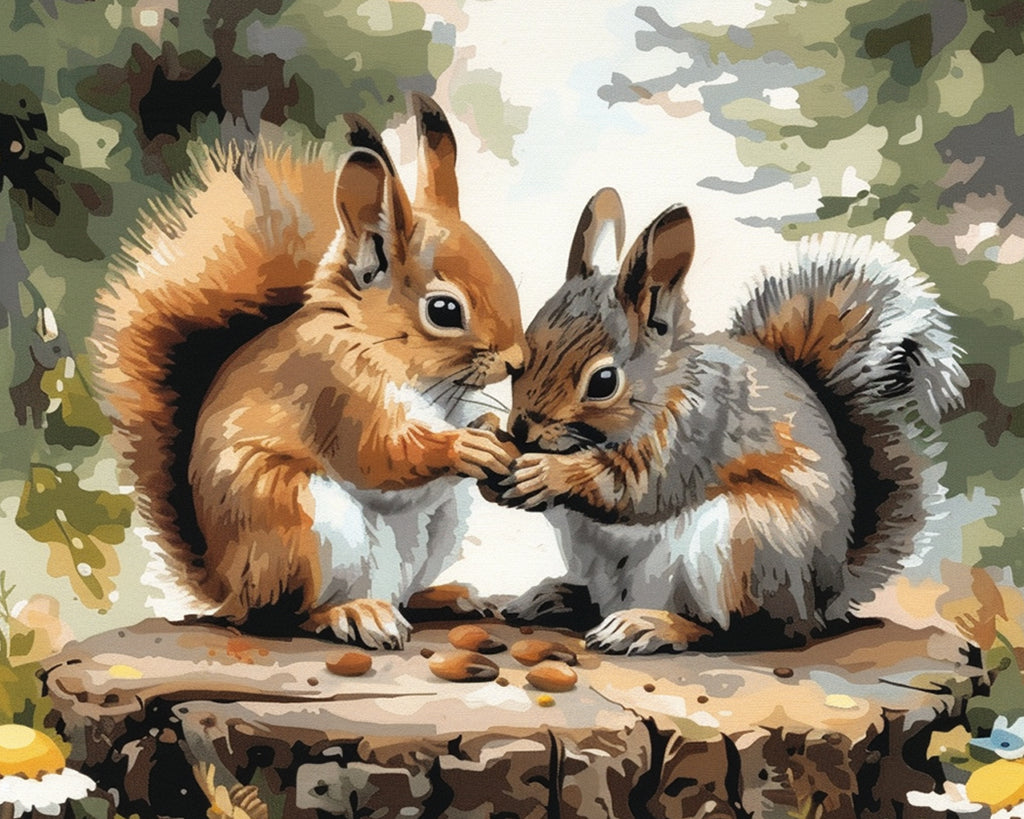 Squirrels and Pine Nuts Paint by Numbers