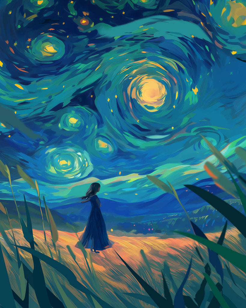 Starry Night Girl Paint by Numbers