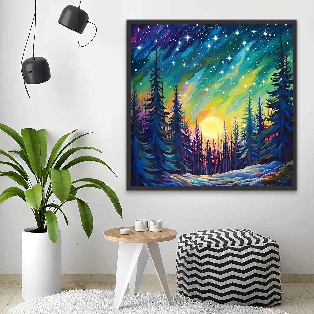 Stars Moon Forest Paint by Numbers