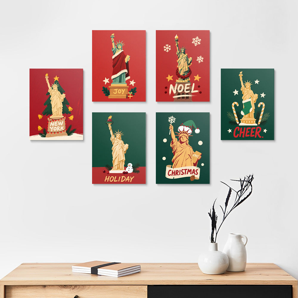 Statue of Liberty at Christmas 6 Pieces Mini Paint by Numbers