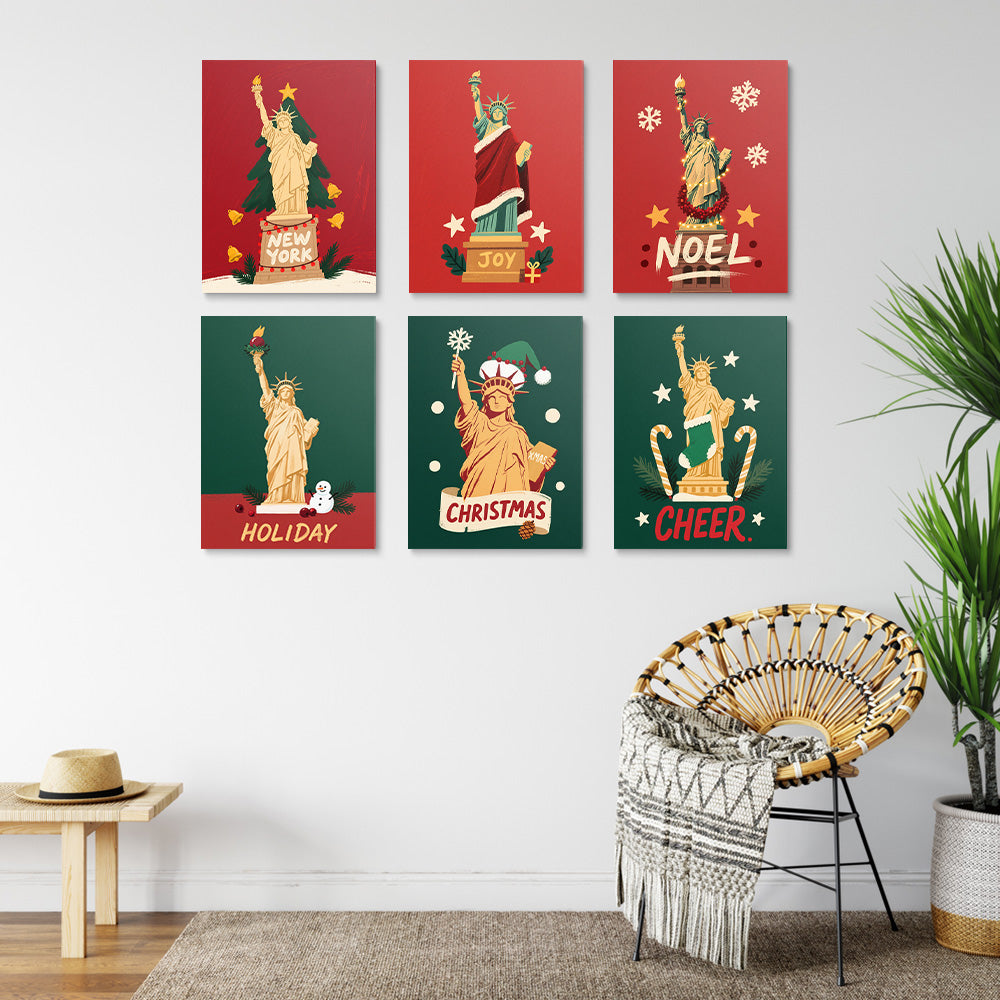 Statue of Liberty at Christmas 6 Pieces Mini Paint by Numbers