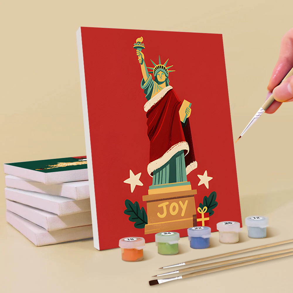 Statue of Liberty at Christmas 6 Pieces Mini Paint by Numbers